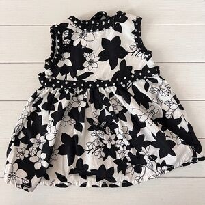 Black & White Flowered Doll's Dress Fits American Girl Doll and Most 18" Dolls.